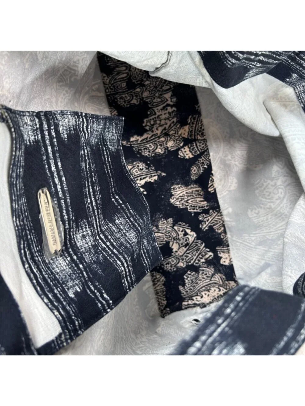 Banana Republic Floral Tote Navy Cream Neutral Work School